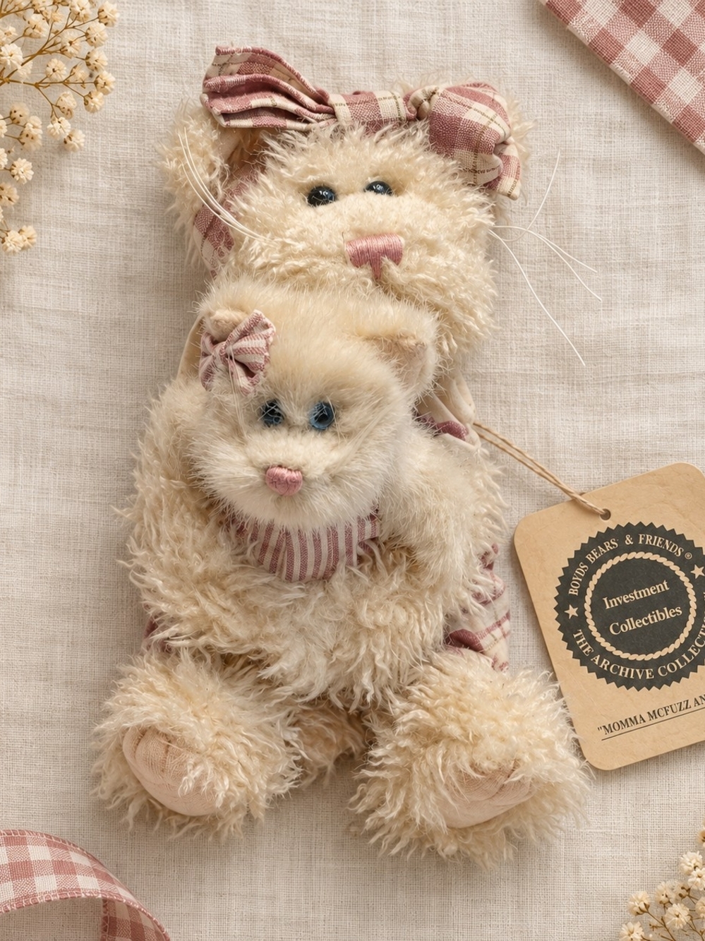 #6040 Boyds Bears Momma McFuzz & Missy Cat Plush #910080 Retired